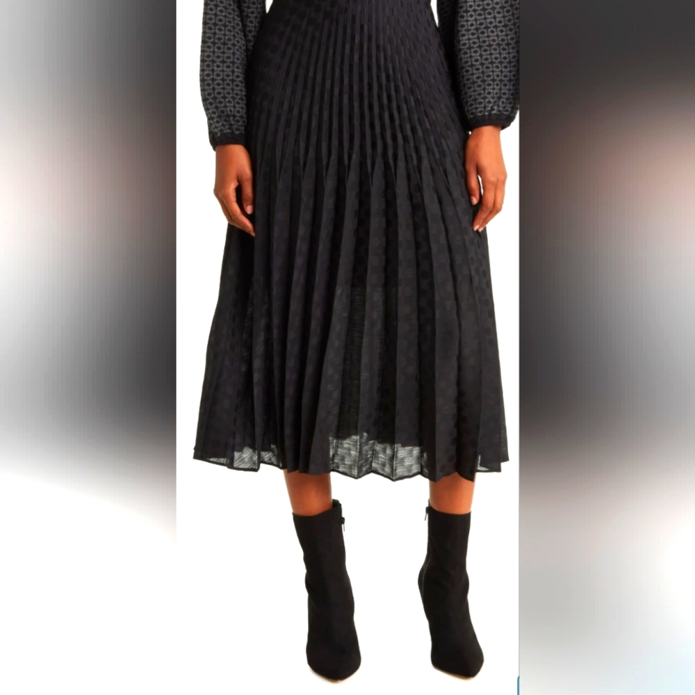 Max Studio Shiny Dot Pleated Midi